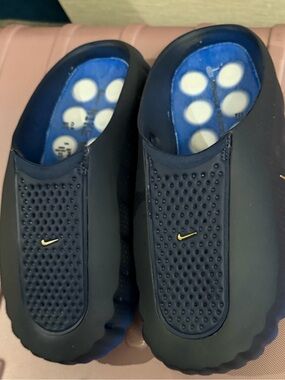 Nike Mind Navy Slip-On Clog with Gold Swoosh